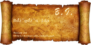 Bögös Ida névjegykártya