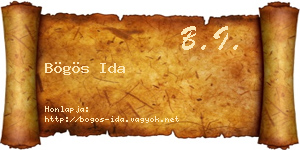 Bögös Ida névjegykártya